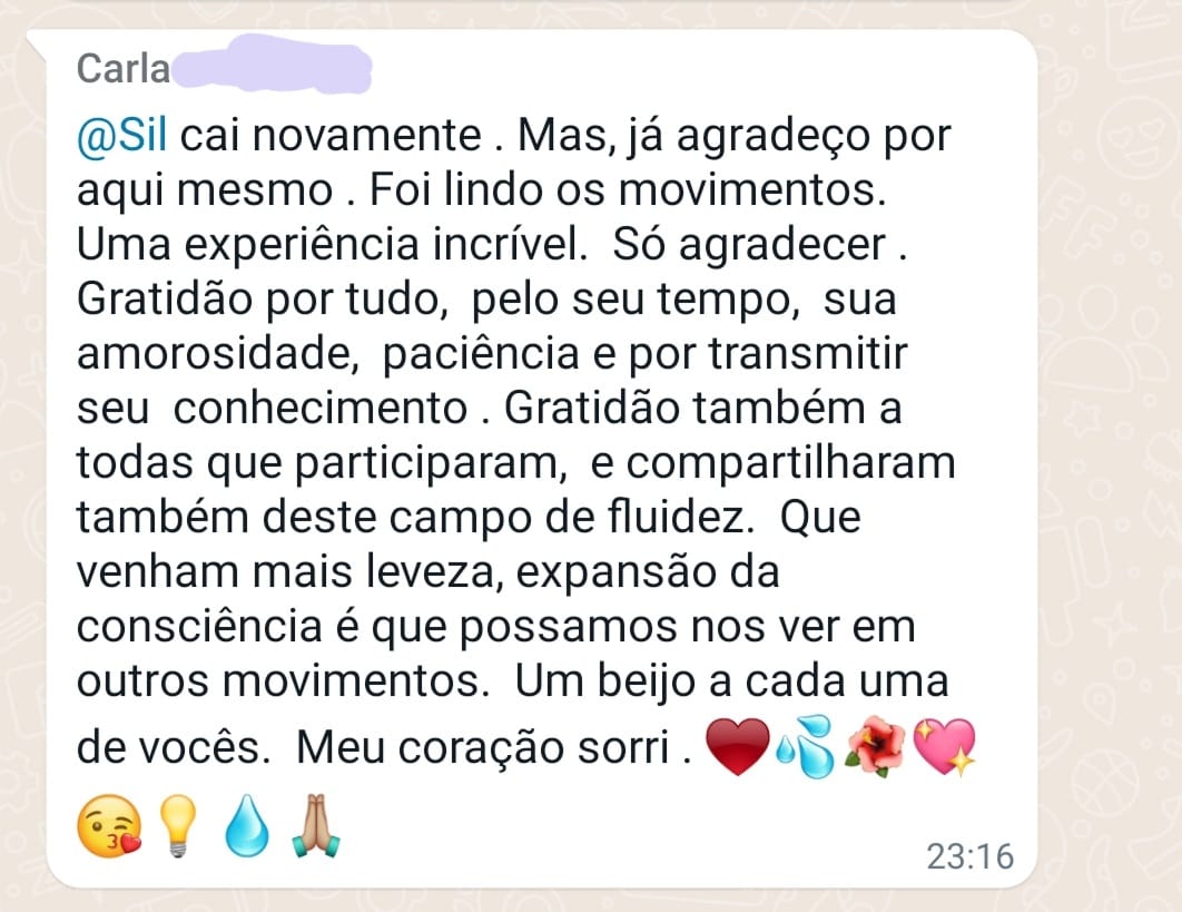 Depoimento de Carla, aluna do Espelho D'Água