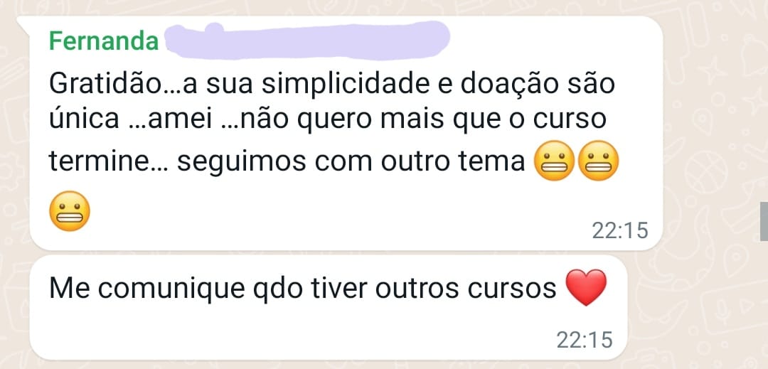 Depoimento de Fernanda, aluna do Espelho D'Água
